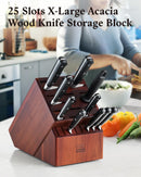 Cooks Standard Acacia wood Knife Block Holder, 25 Slot X-Large - ACACIA BROWN - Like New