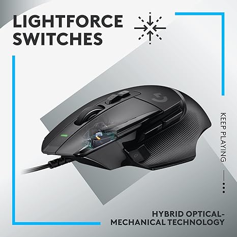 Logitech G502 X Wired Mouse LIGHTFORCE hybrid mechanical 910-006136 - Black Like New