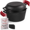 CUISINEL CAST IRON DUTCH OVEN 5-QUART DEEP POT PRESEASONED 2-in-1 - BLACK - Like New