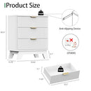 XIXINI FLUTED NIGHTSTAND 24" WIDE WITH 3 LARGE STORAGE DRAWERS HLG047-WH - WHITE - Like New