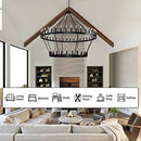 JKLX 70 INCH EXTRA LARGE WAGON WHEEL CHANDELIER 2 TIER 64-LIGHTS - BLACK - Like New