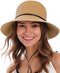 88-BB005 SIMPLICITY WOMEN'S UPF 50+ WIDE BRIM BRAIDED HAT - NATURAL - Brand New