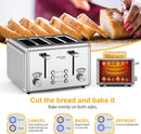 WHALL 4 Slice Toaster 6 Bread Shade Settings Bagel/Defrost/Cancel Function Like New