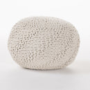 LE POUF GDF STUDIO ASHBURY BOHO ROUND HAND-CRAFTED KNITTED OTTOMAN - IVORY - Brand New