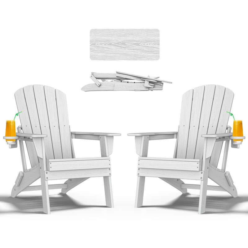 NEVILYWOOD FOLDING ADIRONDACK CHAIR - EXTENDED ERGONOMIC BACKREST - 2PC - WHITE - Like New