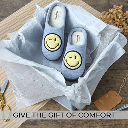 DEARFOAMS UNISEX ADULT SMILE ICON RETRO PREPPY SLIPPER MEN LARGE - GRAY - Brand New