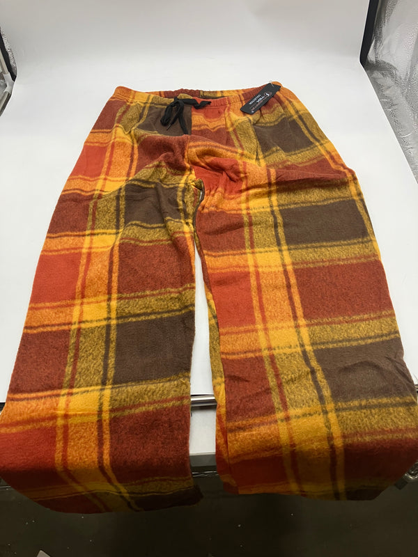 THEAMA TEK COLLECTION MEN’S SOFT FLEECE PAJAMAS, MEDIUM, ORANGE PLAID, AP-1871 - Brand New