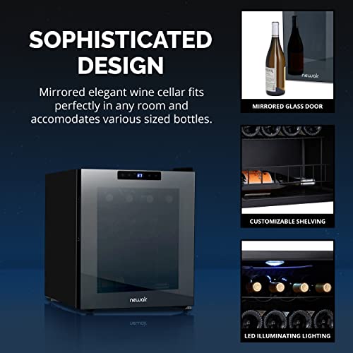 NEWAIR 16 Bottle Wine Cooler Refrigerator Shadow Series Freestanding Mirrored - Like New