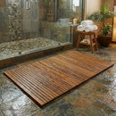 Bare Decor Oskar String Spa Shower Mat/Rug Teak Wood 3' x 5' - Brand New