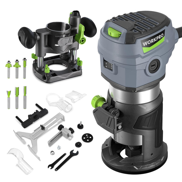 WORKPRO Compact Router Combo Kit, 6.5 Amp Compact Router Fixed Base - Like New