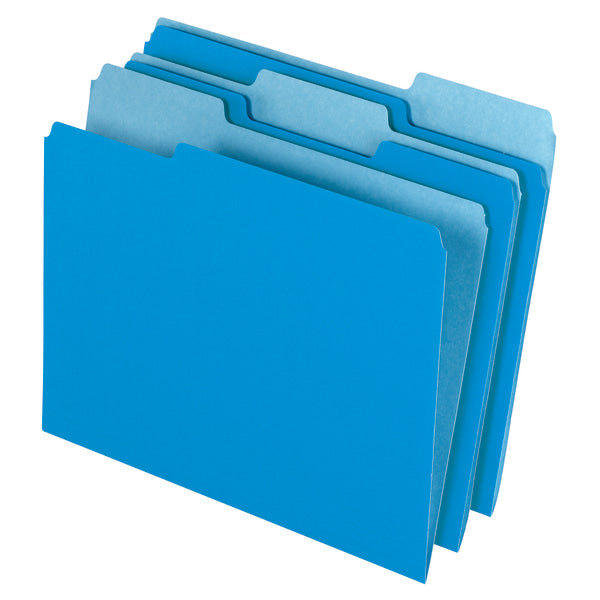 OFFICE DEPOT BRAND 2-TONE FILE FOLDERS, LETTER SIZE, BLUE, BOX OF 100 - BLUE - Like New
