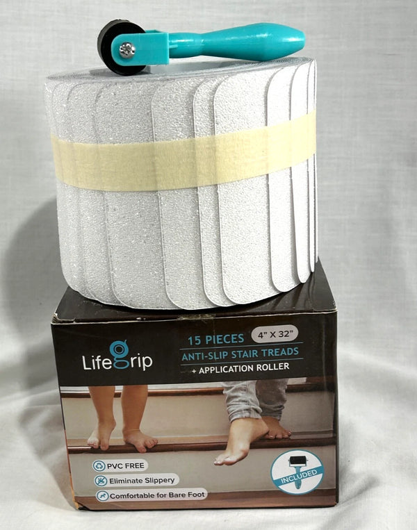 LIFEGRIP STAIR TREADS NON-SLIP (15PCS) ANTI SLIP TRANSPARENT STAIR TREADS 5"X32" - Brand New