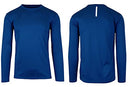 GALAXY BY HARVIC MEN LONG SLEEVE MOISTURE-WICKING CREW TEE, LARGE - NAVY - Brand New