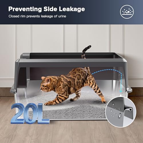 LEMPISH STAINLESS STEEL CAT LITTER BOX WITH TOP LID LARGE XL METAL - GRAY - Like New