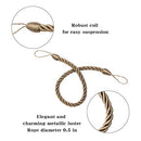 BEL AVENIR CURTAIN HANDMADE TIEBACKS ROPES HOLDBACKS 2 METAL SCREW HOOKS FLAXEN - Like New