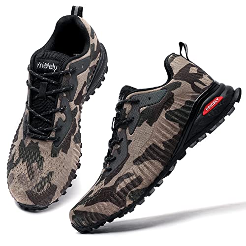 M903-2E KRICELY MEN'S TRAIL RUNNING SHOES, SIZE: 10.5W, CAMOUFLAGE - Like New