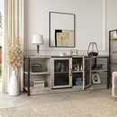 IDEALHOUSE TV Stand for 65 inches TVs, Farmhouse, Rustic Grey - Scratch & Dent