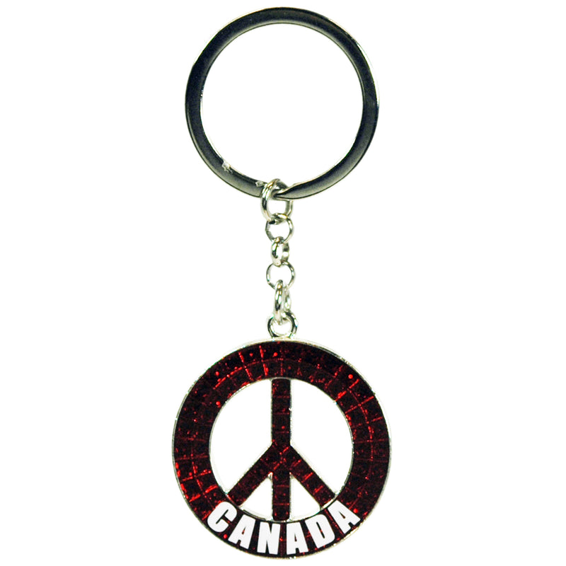CAN KEYCHAIN METAL GLITTER PEACE SIGN