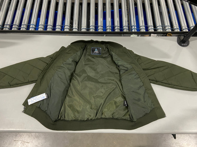 GALAXY BY HARVIC MEN'S HEAVYWEIGHT QUILTED BOMBER JACKET - SIZE: MEDIUM - OLIVE - Brand New