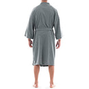 FRUIT OF THE LOOM MEN'S WAFFLE KIMONO ROBE - ONE SIZE - GRAY HEATHER - Like New
