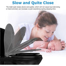 QEETEX ROUND TOILET SEAT FOR ADULT AND CHILD BUILT-IN POTTY TRAINING SEAT, BLACK - Brand New