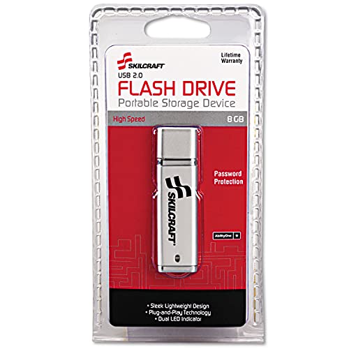 SKILCRAFT USB FLASH DRIVE 8GB SILVER - Like New