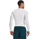 UNDER ARMOUR MEN'S HEATGEAR COMPRESSION LONG-SLEEVE T-SHIRT - WHITE(100)/BLACK - Brand New