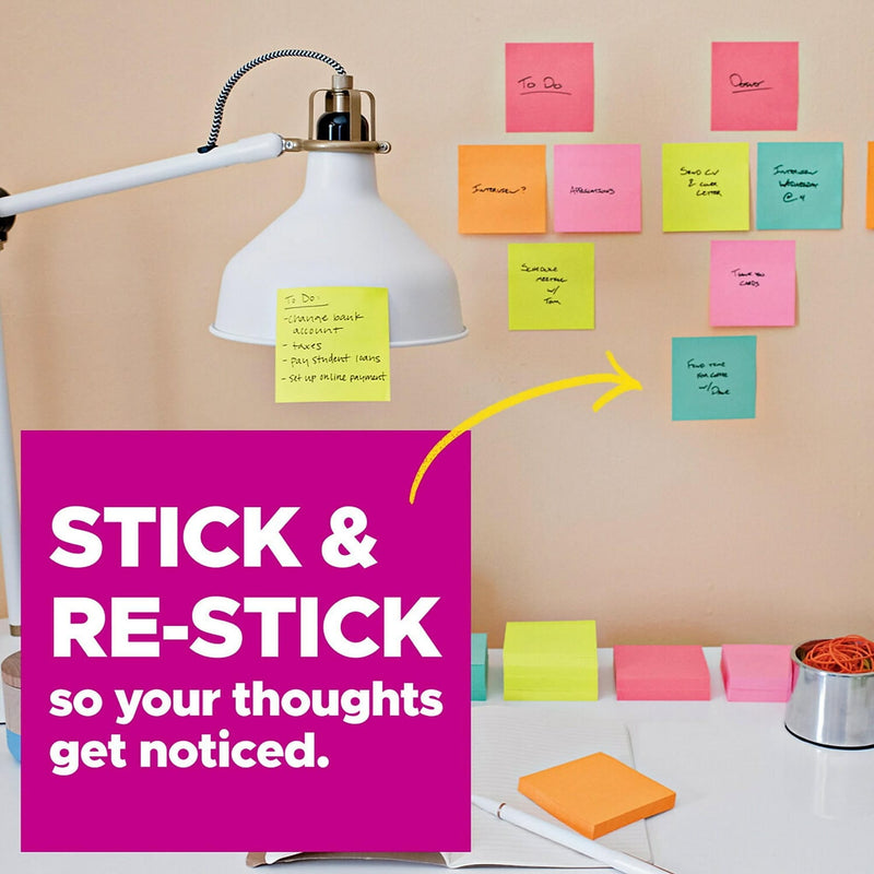 Post-it Super Sticky Notes 4"x6" Summer Joy Collection Lined 90 Sheet/Pad 5 Pads - Brand New