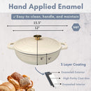 LEXI HOME ENAMELED 5 QT CAST IRON DUTCH OVEN BRAISER - CREAM - Like New