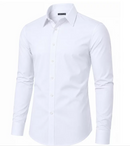 JAMES TAILOR MEN' SLIM FIT LONG SLEEVE STRETCH DRESS SHIRT - SIZE: MEN L - WHITE - Brand New