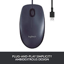 Logitech B100 Wired Mouse for Computer and Laptop, USB Corded Mouse - Black - Brand New