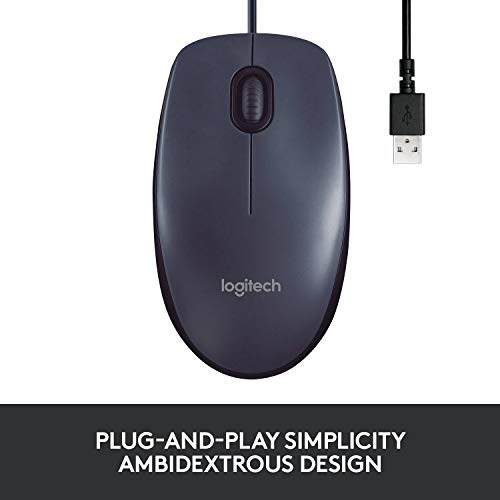 Logitech B100 Wired Mouse for Computer and Laptop, USB Corded Mouse - Black - Brand New