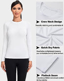 TELALEO 4 PACK COMPRESSION LONG SLEEVE SHIRT WOMEN S 2BLACK+2WHITE - Like New