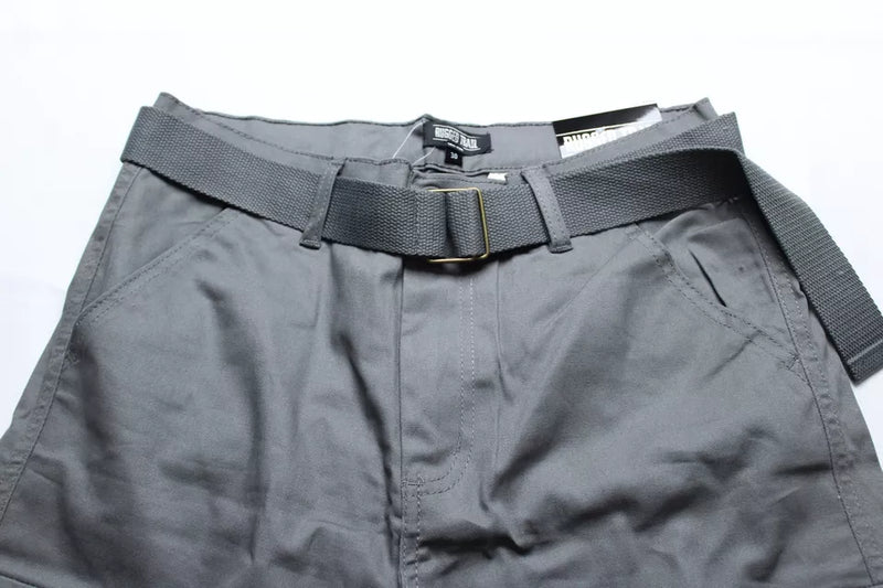 RUGGED TRAIL MEN'S CARGO 4-WAY STRETCH BELTED SHORTS - SIZE: MEN 40 - GRAY - Like New