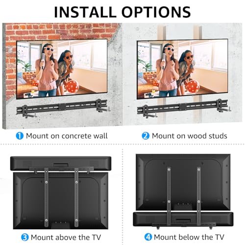 MOUNTUP Universal Soundbar Mount Mounting above or Under TV MU9122 - BLACK - Like New