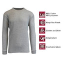 JMTH-3800HG Galaxy by Harvic Men's Crew Neck Thermal Shirt Gray S - Brand New