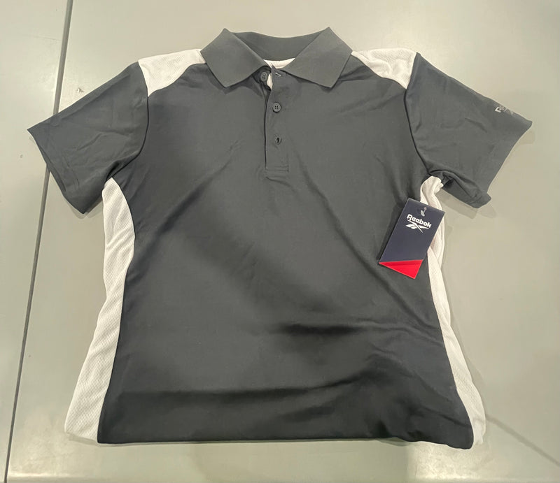 REEBOK SHORT SLEEVE POLO - SIZE: WOMEN L - GRAY/WHITE - Like New