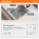 TORVA 16 GAUGE SUS304 SINGLE BOWL UNDERMOUNT KITCHEN SINK - STAINLESS STEEL - Brand New