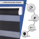 SEEYE Cordless Zebra Blinds Roller Shades Dual Layer Light 29" W X 72" H, Black - Like New