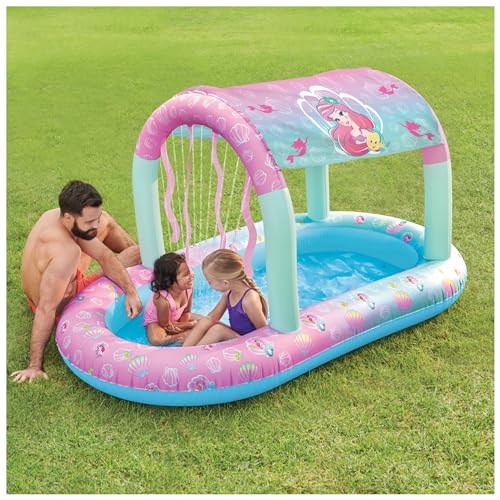 SWIMWAYS DISNEY PRINCESS ARIEL WATER CASTLE DELUXE POOL, CANOPY AND FAST - PINK - Brand New
