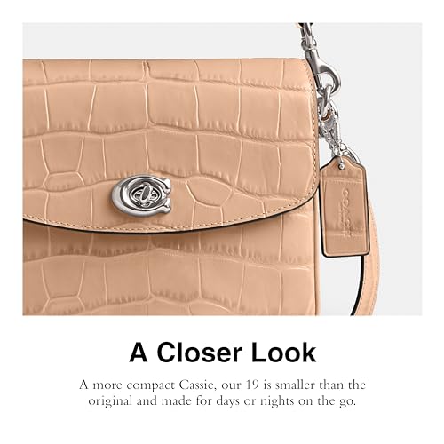 Coach Women's Embossed Croc Cassie Crossbody 19 Bag Buff - Like New