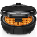 CHEFMAN ANTI-OVERFLOW BELGIAN WAFFLE MAKER, TEMPERATURE CONTROL - BLACK - Like New