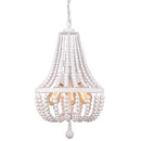 ALICE HOUSE 14.2" Wood Bead Chandeliers, Rustic White Finish, 3 Light - Brand New