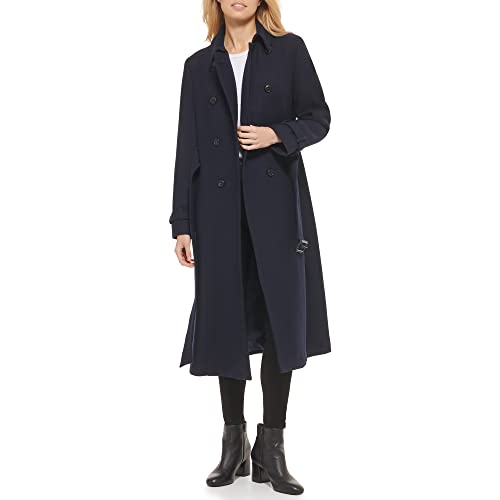 352MB494 COLE HAAN WOMEN'S FLARED TRENCH SLICK WOOL COAT SIZE: 4 COLOR: NAVY - Brand New