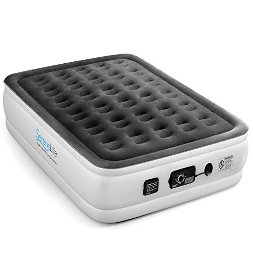 SereneLife Luxury Full Size Air Mattress built-in Speed Pump, SLABFL60 - Gray - Like New