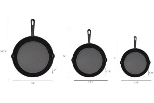 Jim Beam Set of 3 Pre Seasoned Cast Iron Skillets, JB0195, Black Like New