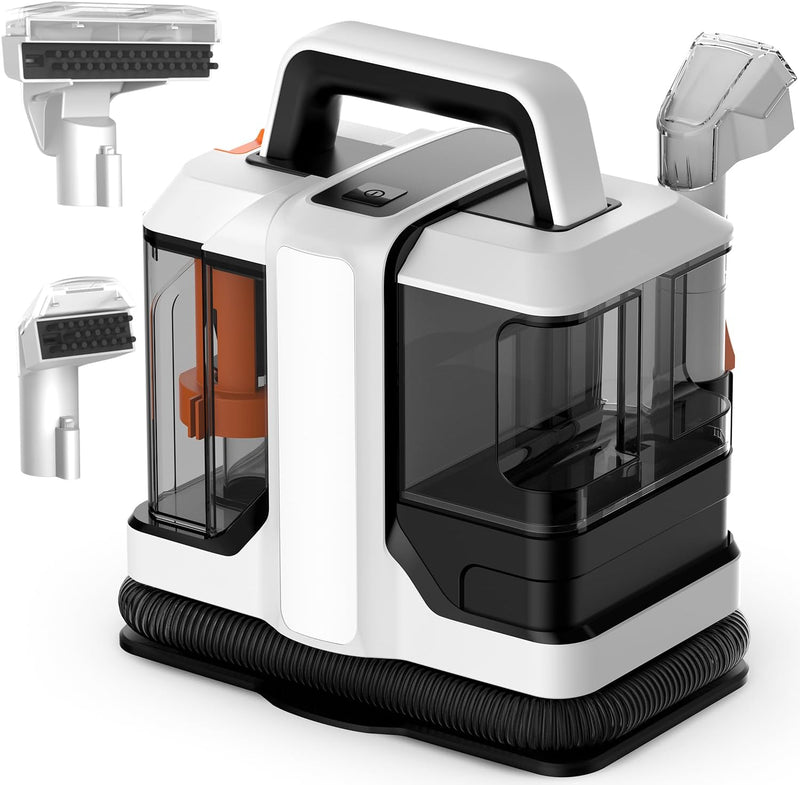 AILLTOPD POWERMAX C4 Portable Carpet Cleaner Machine, Dual Brush - Orange, White Like New