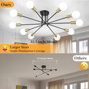 BOSCEOS SEMI FLUSH MOUNT CEILING LIGHT FIXTURE 10-LIGHT MODERN SPUTNIK - BLACK - Like New