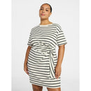 TERRA & SKY PLUS FRONT TWIST DRESS SHORT SLEEVE SIZE 4X - PAPYRUS BEIGE STRIPE - Brand New
