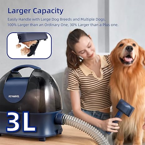 PET MARVEL Dog Grooming Kit & Dog Hair Vacuum 99% Hair Suction 3L Large - Blue Like New